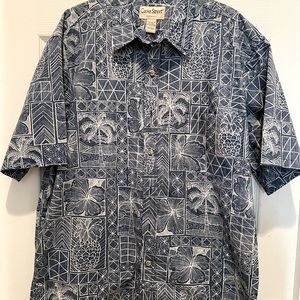 Cooke Street Blue and White Hawaiian Shirt.